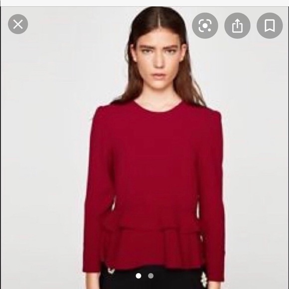 Zara red peplum blouse XS - Picture 2 of 5